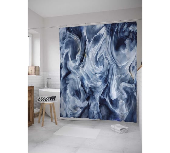 Штора (занавеска) для ванной JoyArty "Гранитные завихрения" из сатена, 180х200 см с крючками, sc_33984 1
