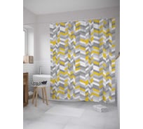Штора (занавеска) для ванной JoyArty "Отрезки зигзага" из сатена, 180х200 см с крючками, sc_34704