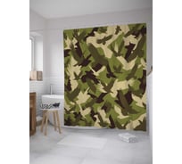 Штора (занавеска) для ванной JoyArty "Камуфляжные птицы" из сатена, 180х200 см с крючками, sc_34623