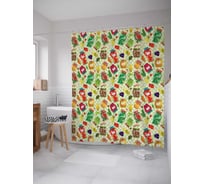 Штора (занавеска) для ванной JoyArty "Банки со счастьем" из сатена, 180х200 см с крючками, sc_32024