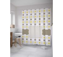 Штора (занавеска) для ванной JoyArty "Виньетка на горошке" из сатена, 180х200 см с крючками, sc_34716
