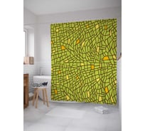 Штора (занавеска) для ванной JoyArty "Абстрактная мозаика" из сатена, 180х200 см с крючками, sc_33043