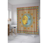 Штора (занавеска) для ванной JoyArty "Ведический гобелен" из сатена, 180х200 см с крючками, sc_35683