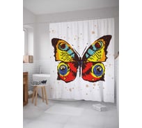 Штора (занавеска) для ванной JoyArty "Смелая бабочка" из сатена, 180х200 см с крючками, sc_3518