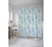 Штора (занавеска) для ванной JoyArty "Рождество на льдинах" из сатена, 180х200 см с крючками, sc_32984