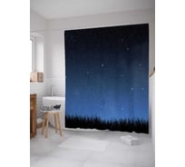 Штора (занавеска) для ванной JoyArty "Ночь над лесом" из сатена, 180х200 см с крючками, sc_35651