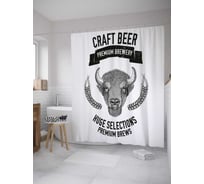 Штора (занавеска) для ванной JoyArty "Крафтовое пиво" из сатена, 180х200 см с крючками, sc_36383