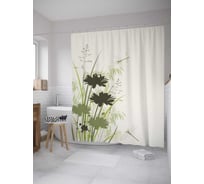 Штора (занавеска) для ванной JoyArty "Полевые стрекозы" из сатена, 180х200 см с крючками, sc_35187