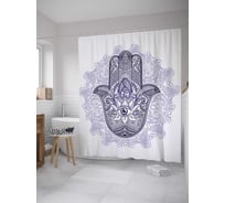 Штора (занавеска) для ванной JoyArty "Лотос в ладони" из сатена, 180х200 см с крючками, sc_35432