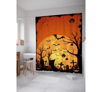 Штора (занавеска) для ванной JoyArty "Фонари на кладбище" из сатена, 180х200 см с крючками, sc_36703