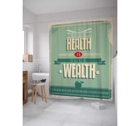 Штора (занавеска) для ванной JoyArty "Твое здоровье - твое богатство" из сатена, 180х200 см с крючками, sc_36923