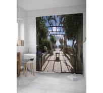 Штора (занавеска) для ванной JoyArty "Зимний сад" из сатена, 180х200 см с крючками, sc_34931