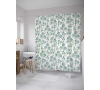 Штора (занавеска) для ванной JoyArty "Пушистые бутоны" из сатена, 180х200 см с крючками, sc_33107