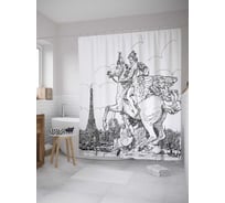Штора (занавеска) для ванной JoyArty "Всадница на коне" из сатена, 180х200 см с крючками, sc_32982