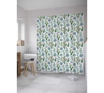 Штора (занавеска) для ванной JoyArty "Множество суккулентов" из сатена, 180х200 см с крючками, sc_36166
