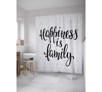 Штора (занавеска) для ванной JoyArty "Счастливая семья" из сатена, 180х200 см с крючками, sc_34565