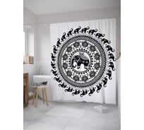 Штора (занавеска) для ванной JoyArty "Символ мудрости" из сатена, 180х200 см с крючками, sc_35379