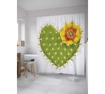 Штора (занавеска) для ванной JoyArty "Сердечный кактус" из сатена, 180х200 см с крючками, sc_36184
