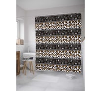 Штора (занавеска) для ванной JoyArty "Гепардовые пятна" из сатена, 180х200 см с крючками, sc_34777
