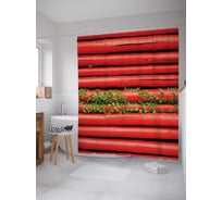 Штора (занавеска) для ванной JoyArty "Листья на доме" из сатена, 180х200 см с крючками, sc_3548