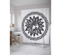 Штора (занавеска) для ванной JoyArty "Единение противоположностей" из сатена, 180х200 см с крючками, sc_35657