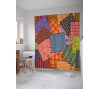 Штора (занавеска) для ванной JoyArty "Лоскутки для пэчворка" из сатена, 180х200 см с крючками, sc_35744