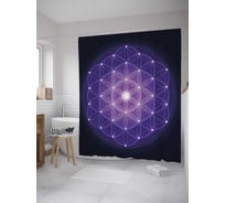 Штора (занавеска) для ванной JoyArty "Сакральный цветок" из сатена, 180х200 см с крючками, sc_35339