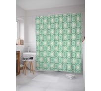 Штора (занавеска) для ванной JoyArty "Мятные квадратики" из сатена, 180х200 см с крючками, sc_33390