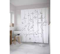 Штора (занавеска) для ванной JoyArty "Карта астронома" из сатена, 180х200 см с крючками, sc_35283