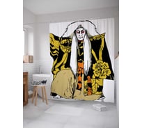 Штора (занавеска) для ванной JoyArty "Исполнитель кабуки" из сатена, 180х200 см с крючками, sc_37818