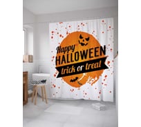 Штора (занавеска) для ванной JoyArty "Открытка с летучими мышами" из сатена, 180х200 см с крючками, sc_36705