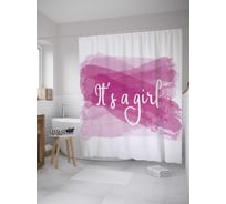 Штора (занавеска) для ванной JoyArty "Радость за рождение девочки" из сатена, 180х200 см с крючками, sc_35109