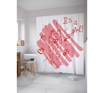 Штора (занавеска) для ванной JoyArty "Ползунки для девочки" из сатена, 180х200 см с крючками, sc_35124