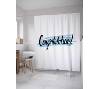 Штора (занавеска) для ванной JoyArty "Поздравление выпускников" из сатена, 180х200 см с крючками, sc_36221