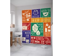Штора (занавеска) для ванной JoyArty "Распорядок спортсмена" из сатена, 180х200 см с крючками, sc_36964