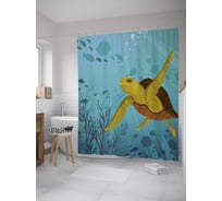Штора (занавеска) для ванной JoyArty "Подводное земноводное" из сатена, 180х200 см с крючками, sc_35225
