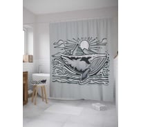 Штора (занавеска) для ванной JoyArty "Кит" из сатена, 180х200 см с крючками, sc_33563