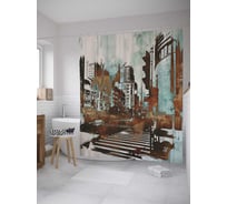 Штора (занавеска) для ванной JoyArty "Пешеходный переход" из сатена, 180х200 см с крючками, sc_32859