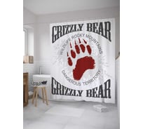 Штора (занавеска) для ванной JoyArty "Медведь гризли" из сатена, 180х200 см с крючками, sc_35713