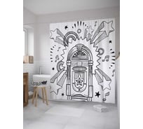 Штора (занавеска) для ванной JoyArty "Диско из винилового автомата" из сатена, 180х200 см с крючками, sc_34589