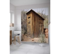 Штора (занавеска) для ванной JoyArty "Деревянный туалет" из сатена, 180х200 см с крючками, sc_35210