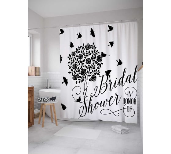 Штора (занавеска) для ванной JoyArty "Девичник в твою честь" из сатена, 180х200 см с крючками, sc_34514 1