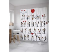 Штора (занавеска) для ванной JoyArty "Хроника свадьбы" из сатена, 180х200 см с крючками, sc_35143