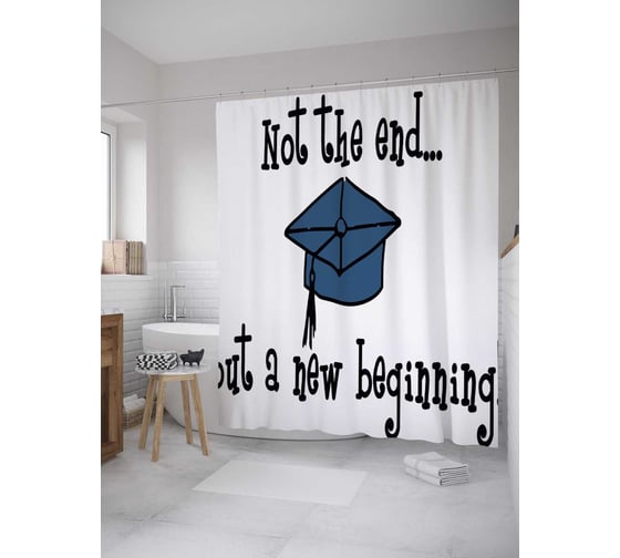 Штора (занавеска) для ванной JoyArty "Новое начало" из сатена, 180х200 см с крючками, sc_36237 1