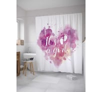 Штора (занавеска) для ванной JoyArty "Сердечко девочки" из сатена, 180х200 см с крючками, sc_35106