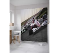 Штора (занавеска) для ванной JoyArty "Авторалли" из сатена, 180х200 см с крючками, sc_36365