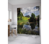 Штора (занавеска) для ванной JoyArty "Красивый пейзаж" из сатена, 180х200 см с крючками, sc_32916