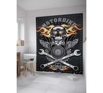 Штора (занавеска) для ванной JoyArty "Клуб мотоциклистов" из сатена, 180х200 см с крючками, sc_36347
