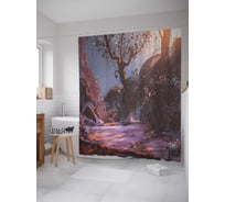 Штора (занавеска) для ванной JoyArty "Изморозь в лесу" из сатена, 180х200 см с крючками, sc_32833