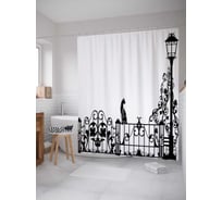 Штора (занавеска) для ванной JoyArty "Кованая калитка" из сатена, 180х200 см с крючками, sc_36596